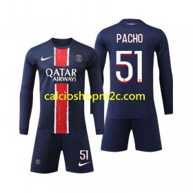Paris Saint Germain Pacho 51 Bambino Maglia Prima 2024/2025 Manica Lunga